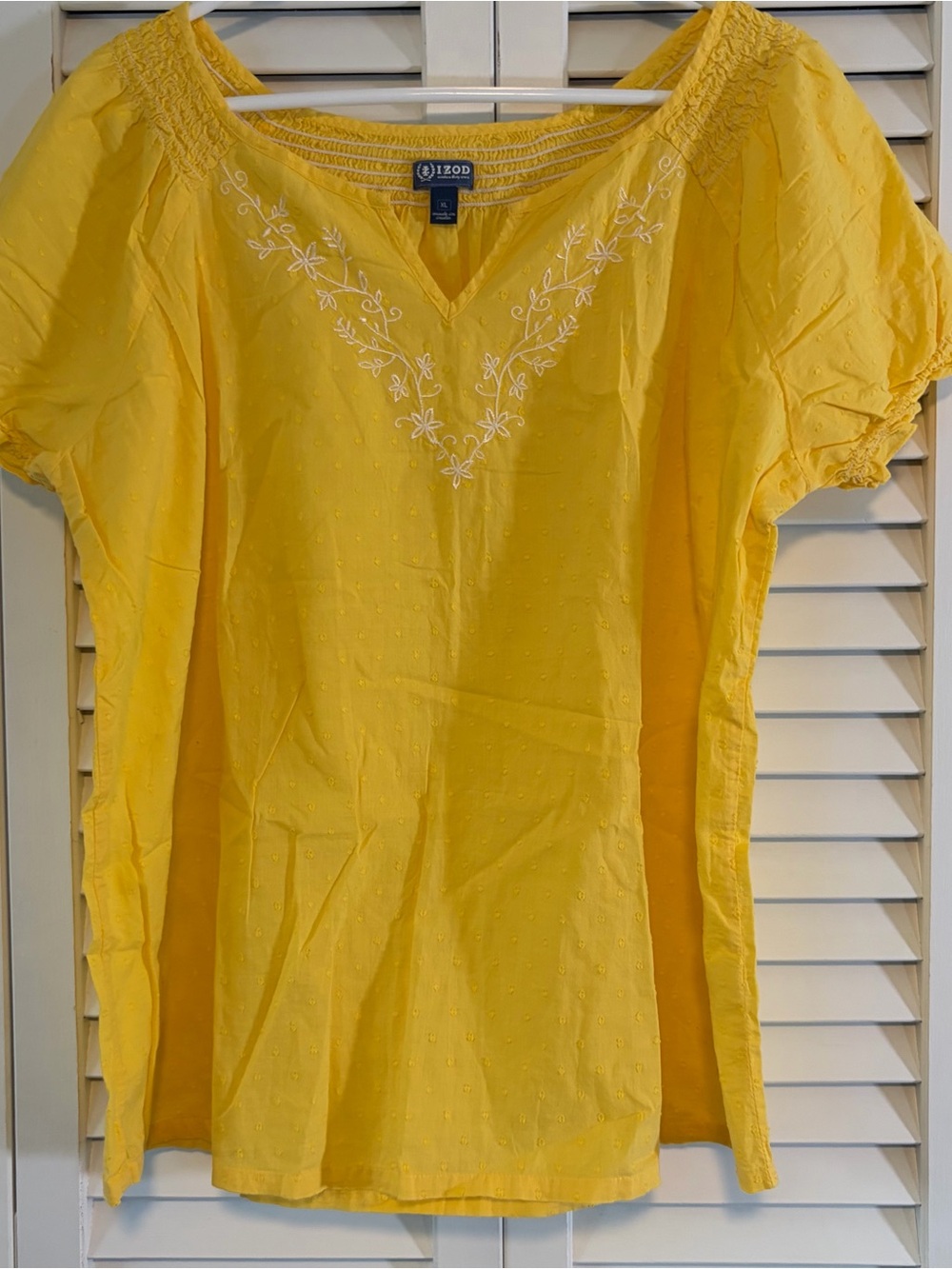 Izod Bright Yellow V-Neck Embroidered Women’s Tunic